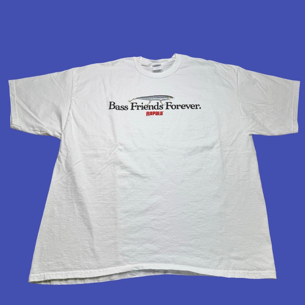Rapala Bass Friends Forever T Shirt 2XL White Fishing Lure Graphic Y2K